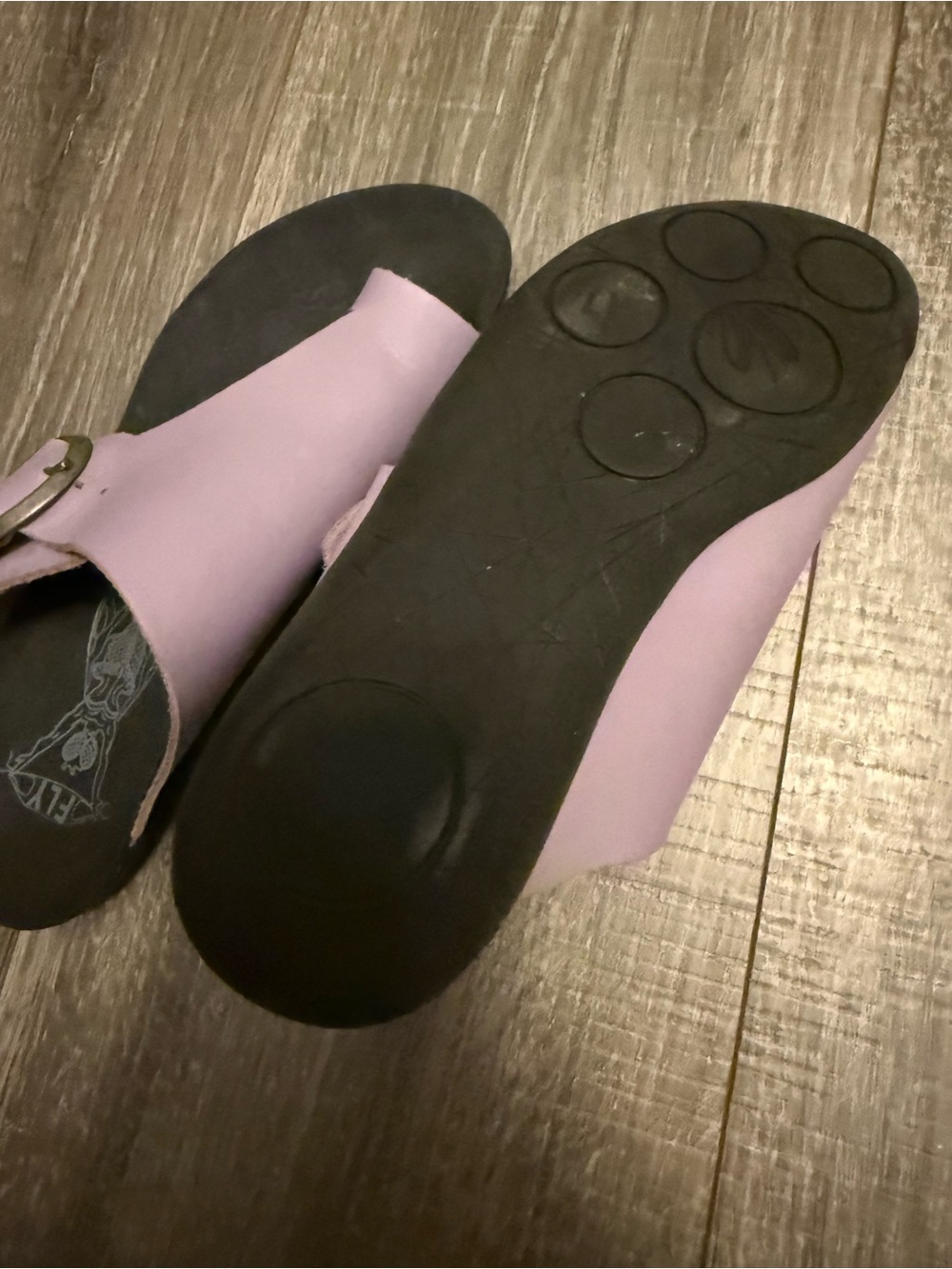 FLY London Mica Women’s Lavender Leather Slide Sandals with Buckle - Picture 3 of 5